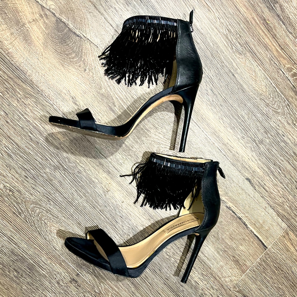 BCBG MaxAzaria Vero Cuoio Beaded Fringe Heels